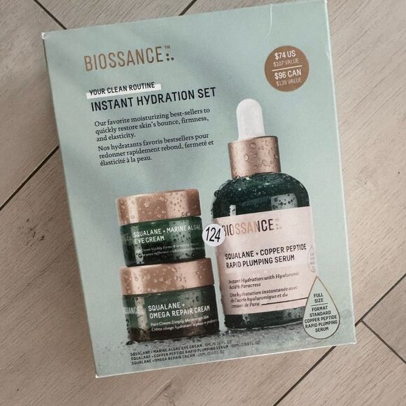 Biossance Other - Biossance Instant Hydration 3 piece Set Limited Edition serum Eye cream, repair